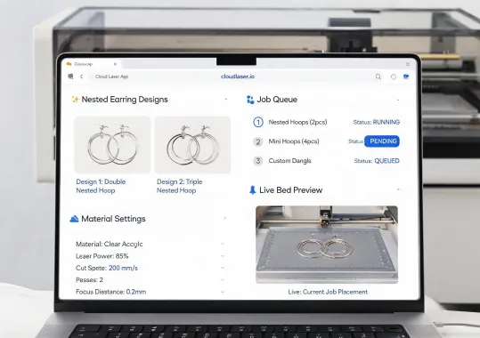 Browser based Glowforge app showing nested earring designs