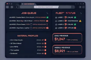 Cloud maker dashboard with job queue