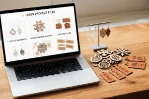 Catalog project files displayed beside finished goods