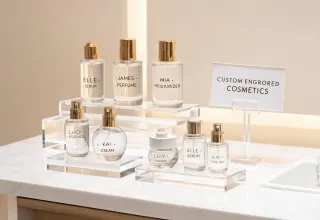 Cosmetics personalization with engraved bottles